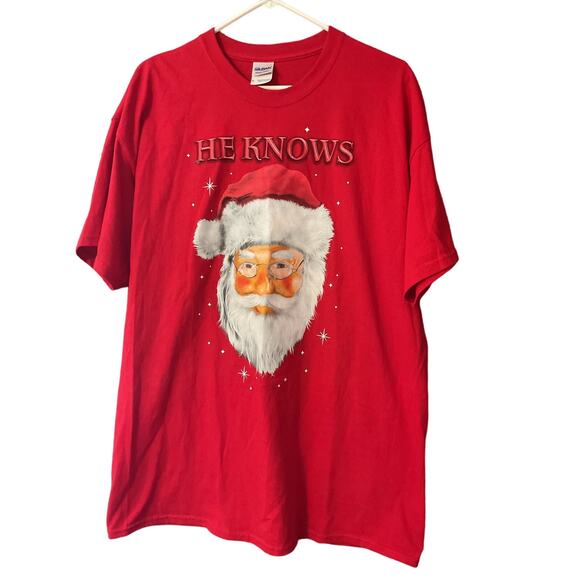 NEW Santa “He Knows” Tee Unisex XL - Picture 1 of 8